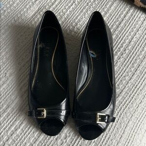 Ralph Lauren Black Peep-Toe Heels